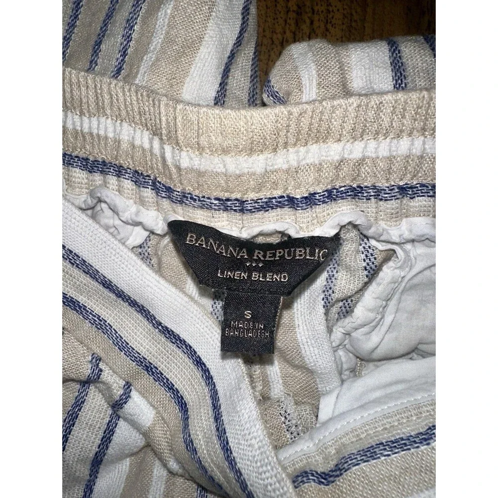 Banana Republic Women's Pants Linen Blend Striped Size S Wide Leg Loose Fit